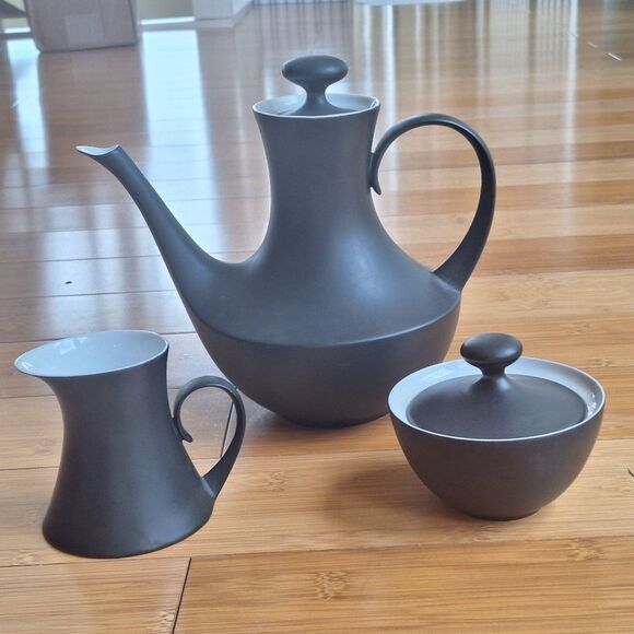 Espana Noche Block Bidasoa Demitasse/Tea Serving Pieces Spain VTG Black Matte - Picture 13 of 13